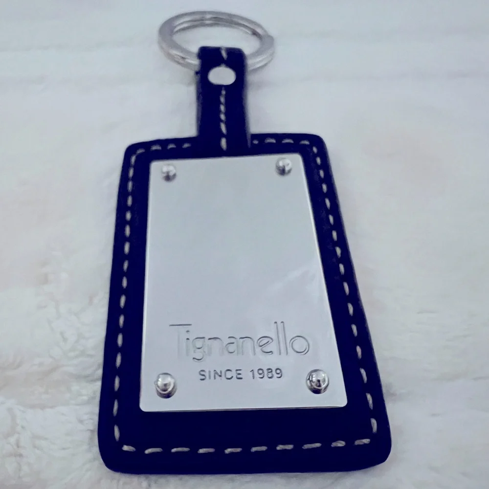 Tignanello Since 1989 Brown Leather Stainless Steel Keychain / Bag Charm